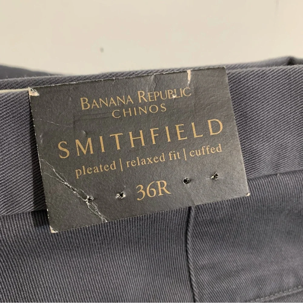 Banana Republic Men’s Gray Smithfield Pleated Relax Fit Cuffed Pants Chinos NWT